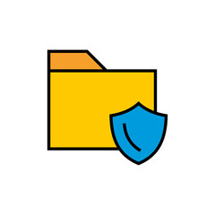 Data protection vector icon. Folder with shield. Cyber security icon.