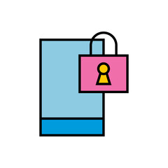 Data protection vector icon. Smart phone with lock. Cyber security icon. - 768112728