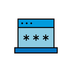 Personal data security vector illustration. Laptop with password protection.