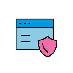 Internet safety vector icon. Web page with protection shield. - 768112784