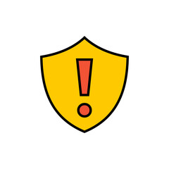 Shield with exclamation mark vector icon - 768112789