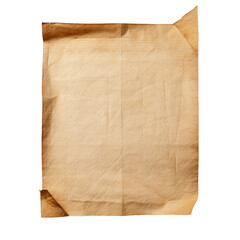 Blank old paper isolated on transparent background