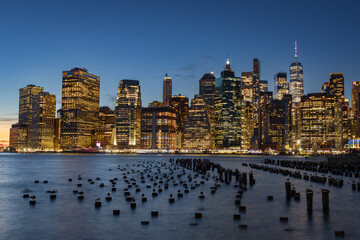 Downtown sunset from Brooklyn in New York City (USA)