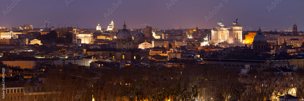 Wall mural panoramic view by night of rome