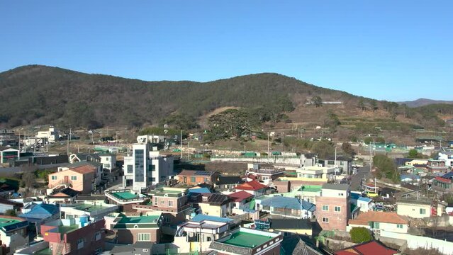 부산 기장 죽성성당 아침 일출과 바다