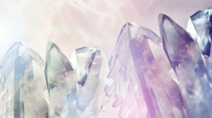 Soft-hued crystal formations evoke a dreamlike quality, perfect for imaginative backgrounds or designs.