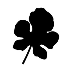 Black silhouette of watermelon leaf isolated on white background. Vector illustration