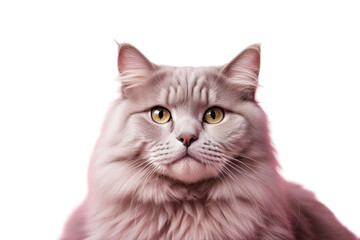 concept cat gray pastel pink lays isolated copyspace background pet cute portrait looks fluffy lying domestic grey orange adult beautiful1 pose animal kitten felino big young whisker mammal breed