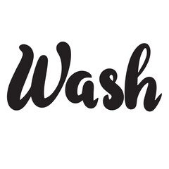 Wash text isolated on transparent background in black color. Hand drawn vector art