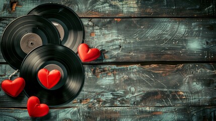 vintage vinyl records and hearts