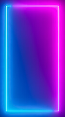 Abstract blue pink neon glowing line frame, animated moving led light screen box projection 3d rendering, empty blank space vertical presentation design background, futuristic laser sprectrum backdrop - 768118932