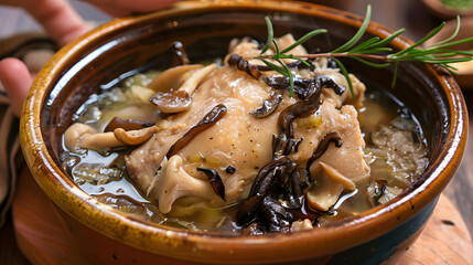 Tea Tree Mushroom Chicken Soup, tree, chicken dish, gourmet