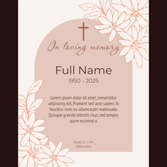 Card template with orange flowers and cross
