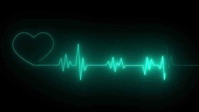 Neon line heartbeat.Seamlessly loop electrocardiogram medical screen with a graph.Heartbeat lines animation background .Health- medicine and human heart concepts.