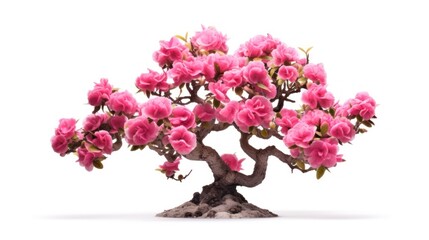 Desert rose or Ping Bignonia flower tree isolated on white, AI generated