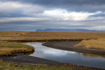 Calm river befor it flows to the ocean, Iceland