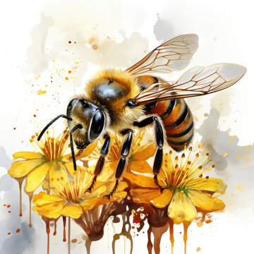 watercolor Honey Bee Sublimation clipart, Generative Ai