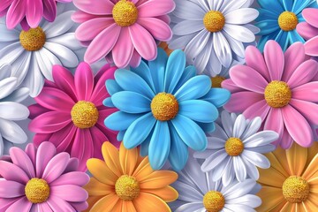 Assorted Colorful Flowers on White Background