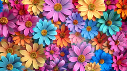 Fototapeta na wymiar Colorful Flowers Adorning Wall