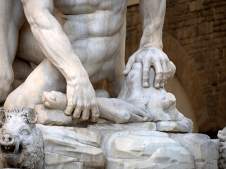 Fototapeta na wymiar signoria place florence italy statue detail
