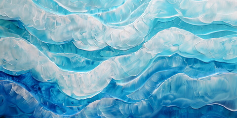 Ocean waves blue, white, teal abstract art texture. Blue and white water wave illustration. Sea ripples banner background. Vita aqua waves backdrop for copy space text.