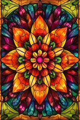 Colorful Flower Stained Glass Window