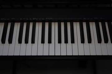 Digital piano. A modern digital piano with perfectly clear sound. Musical instrument for playing on stage.