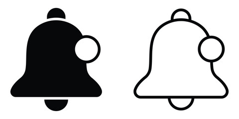 Notification icon. Bell symbol with blank circle for notification. Vector illustration on transparent background.