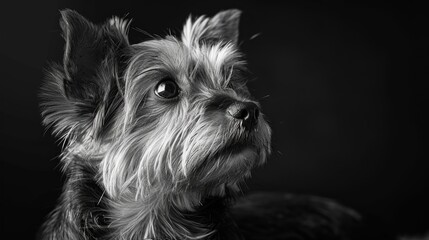 Expressive yorkshire terrier in monochrome