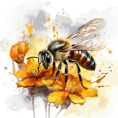 watercolor Honey Bee Sublimation clipart, Generative Ai