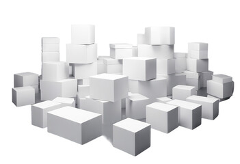 White boxes background dark 3D splay rendering cube poduim white cube box floor dark wall light room interior background template pattern abstract design modern shadow texture decoration