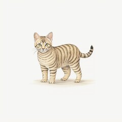 American Bobtail, watercolor, painting, colorful, cute