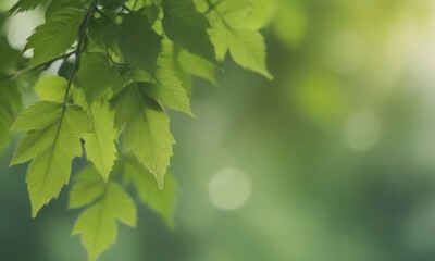 Fototapeta na wymiar Fresh and green leaves green bokeh on blurred green background 