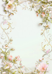 Wedding Invitation Card. Greeting Card. Empty Card with Flower Frame.
