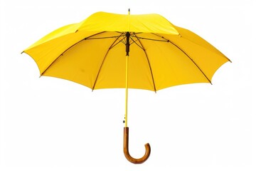 Yellow Umbrella Isolated on White Background for Only Open Parasol Protection