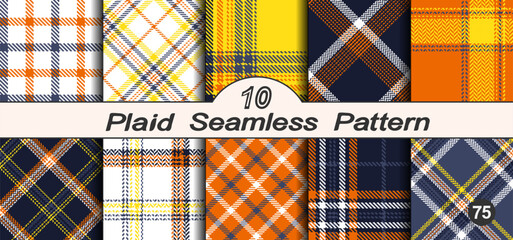 Set seamless vector check plaid colored pattern.