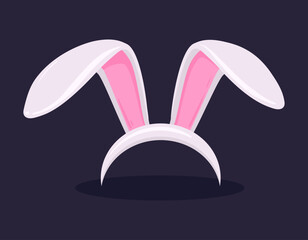 Rabbit ears mask. Easter bunny ear, traditional spring holidays bunny ears band flat vector illustration. Cute Easter bunny ears costume