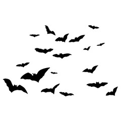 Silhouettes of flying bats
