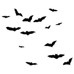 Silhouettes of flying bats