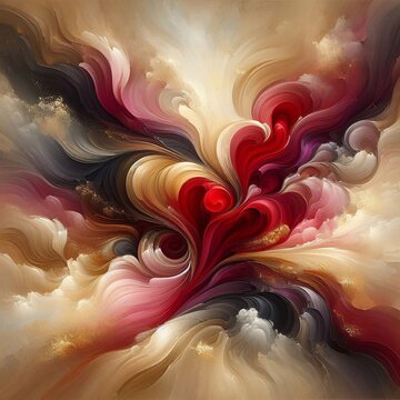 The image captures an eruption of color in a lively and fluid composition. This depiction conveys movement, with abstract patterns swirling about in a captivating dance.