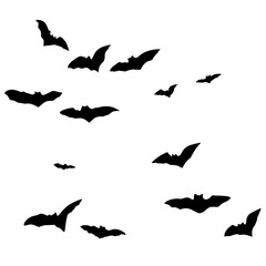 Silhouettes of flying bats