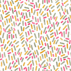 Abstract seamless pattern with watercolor drawing in doodle style.