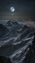 Silver Light Cascading Over Serene Peaks - Witness the breathtaking spectacle of the moon’s...