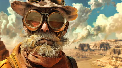 Prospector in Western desert of the United States - obrazy, fototapety, plakaty