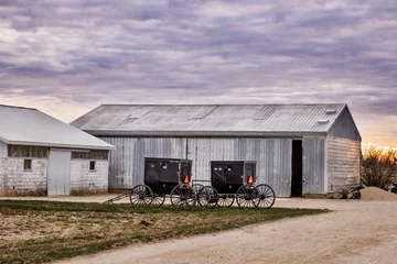 Poster Im Rahmen Two Amish buggies parked © David Arment