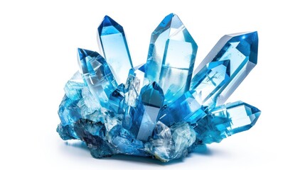 beautiful blue crystal gem on white  background