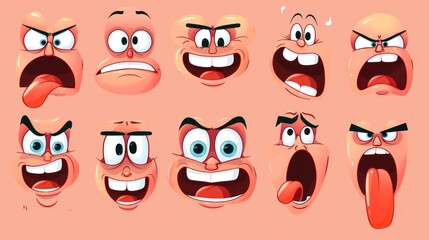 Cartoon face emotions icon