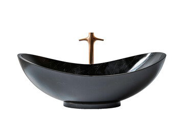 A stylish black and white bowl stands out with a luxurious gold handle