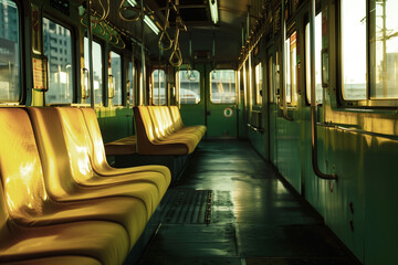 Empty seat of public train transportation