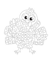 Dot thanksgiving coloring  page for kids and adults black and white coloring book page